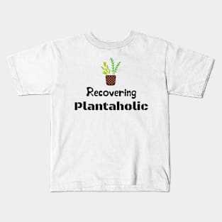 Recovering Plantaholic Cute House Plant In A Blue Pot With Dots For Gardeners Kids T-Shirt